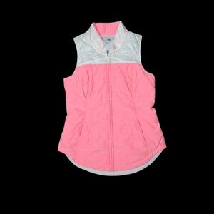 The North Face Pseudio Vest Womens Size Small S Pink Coral Beige Puffer